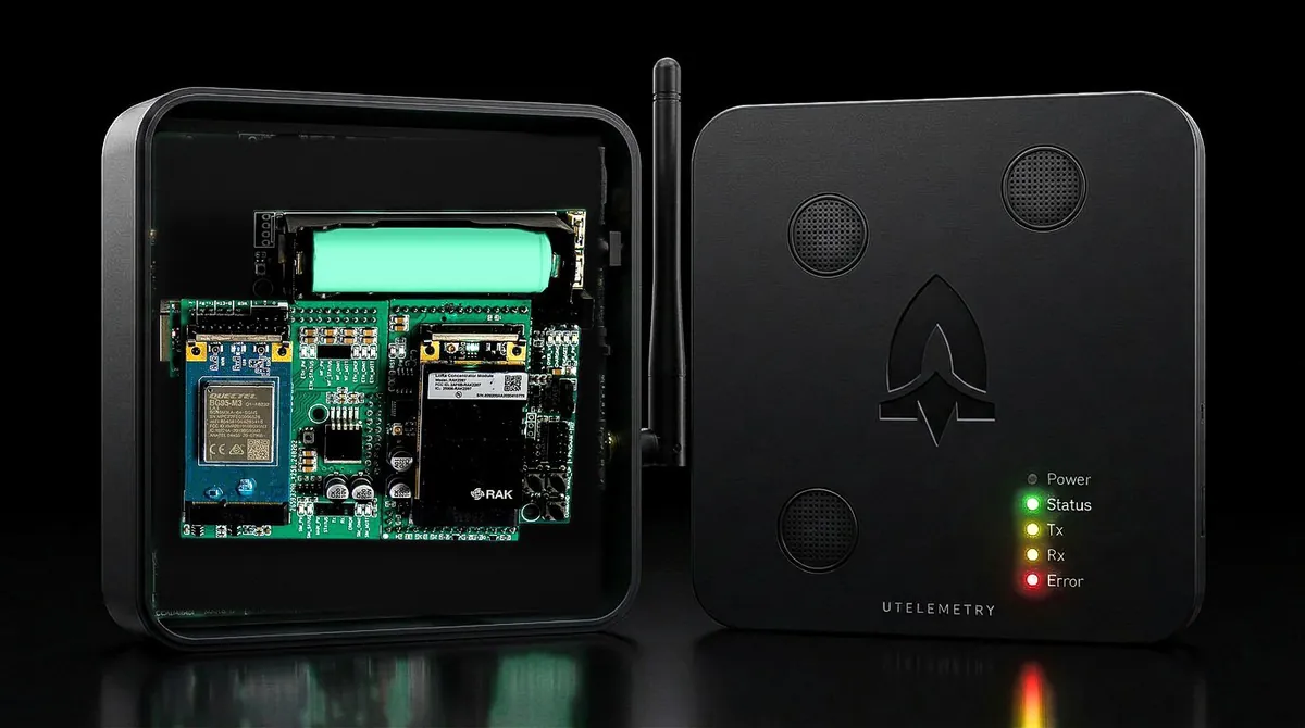 Gateway LoRaWAN en su gabinete, abierto y tapa